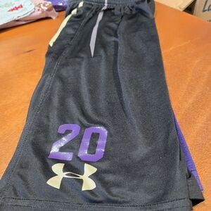 Under Armour Black Shorts with Purple and Gold Accents Size Med